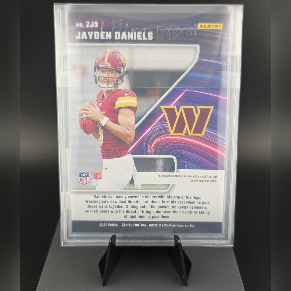 2024 Panini Zenith - Jayden Daniels Z-Jersey #ZJ3 Rookie Patch Commanders - Picture 2 of 2
